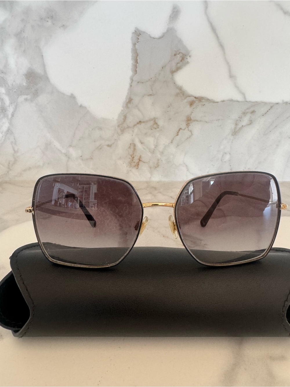 Dolce & Gabbana Women's Gold and Black Square Sunglasses
